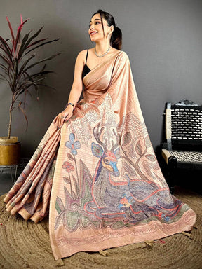 Radiant Tussar Ghicha Katha Art Saree