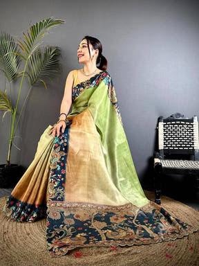 Opulent Pen Kalamkari Shibori Cutwork Saree

