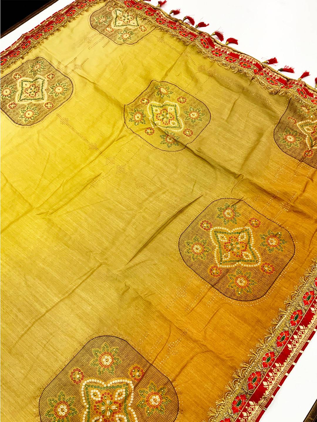 Designer Chinnon Chiffon Bandhej Saree