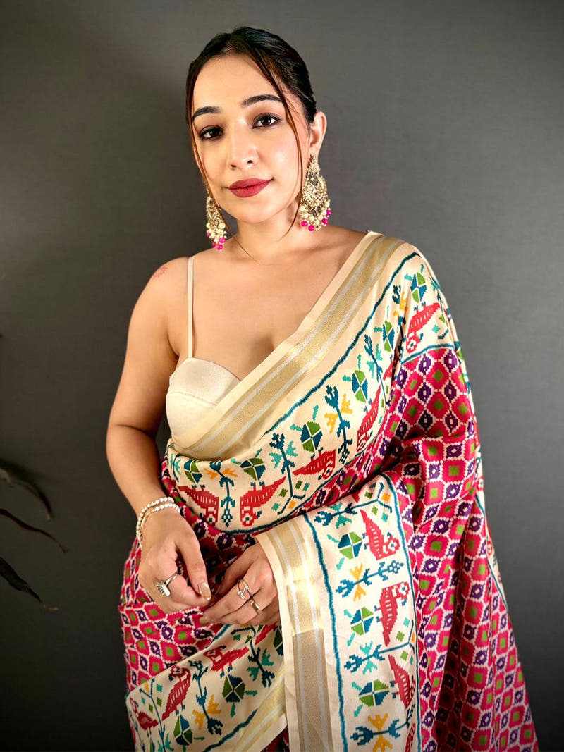 Elegant Ikkat Soft Kanchi Silk Saree