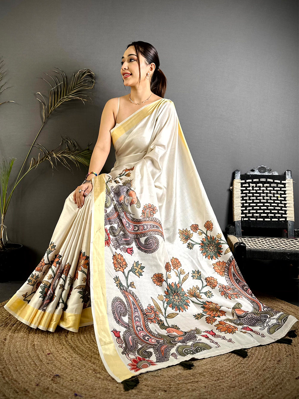 Elegant Pen Kalamkari Khadi Silk Saree


