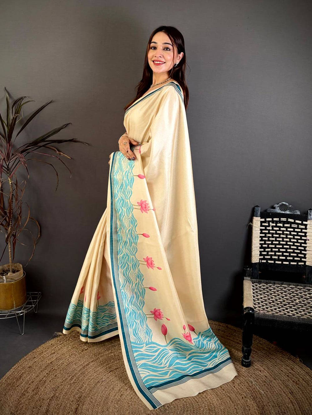 Soft Tussar Pichwai Water Wave Saree