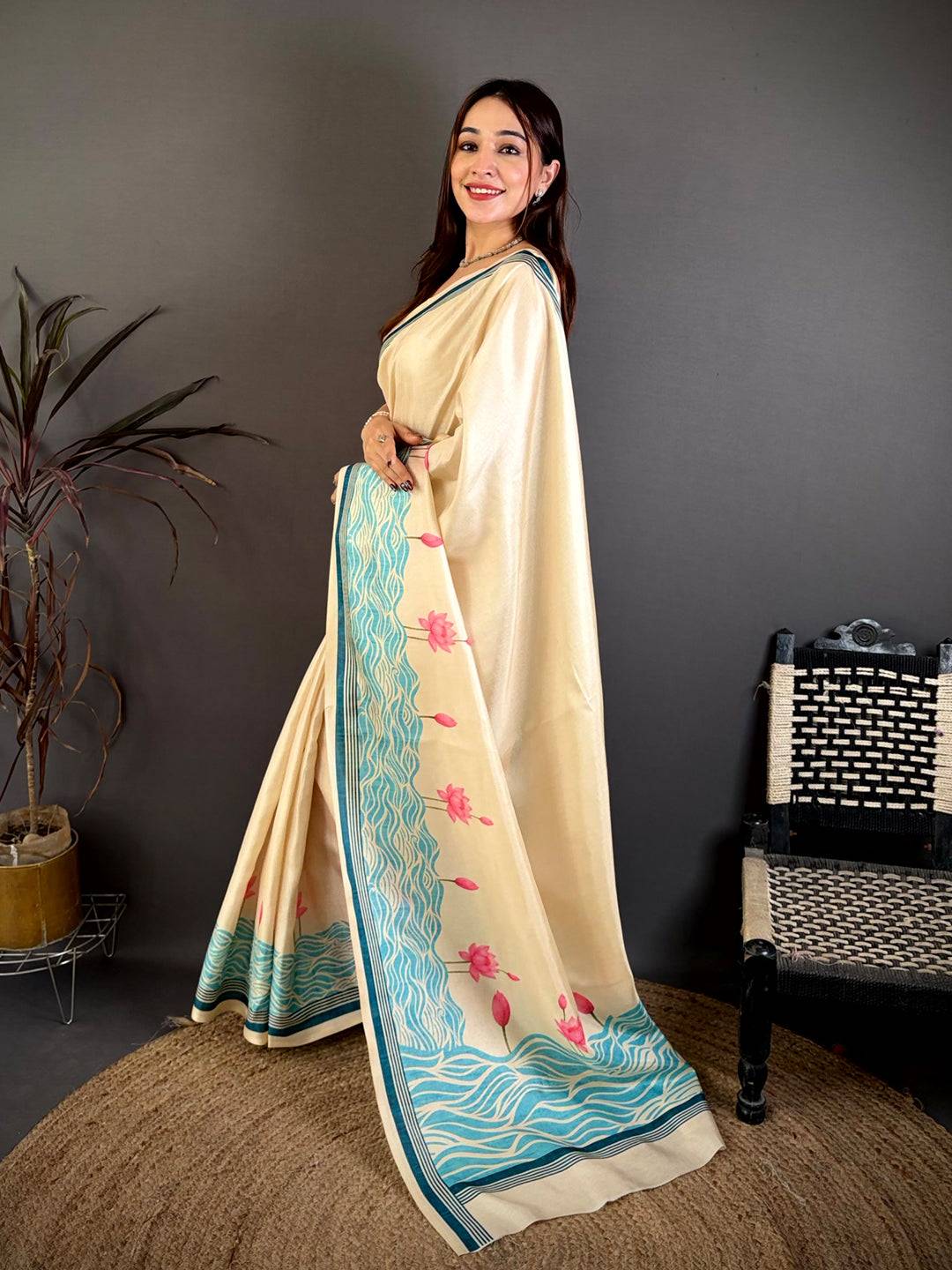 Soft Tussar Pichwai Water Wave Saree