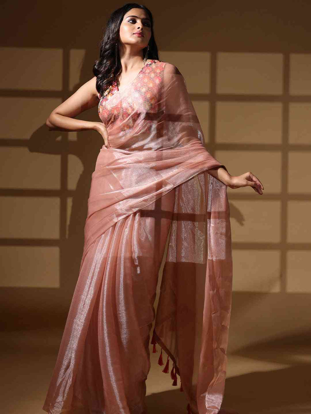 Chiffon Dual Tone Party Wear Designer Saree