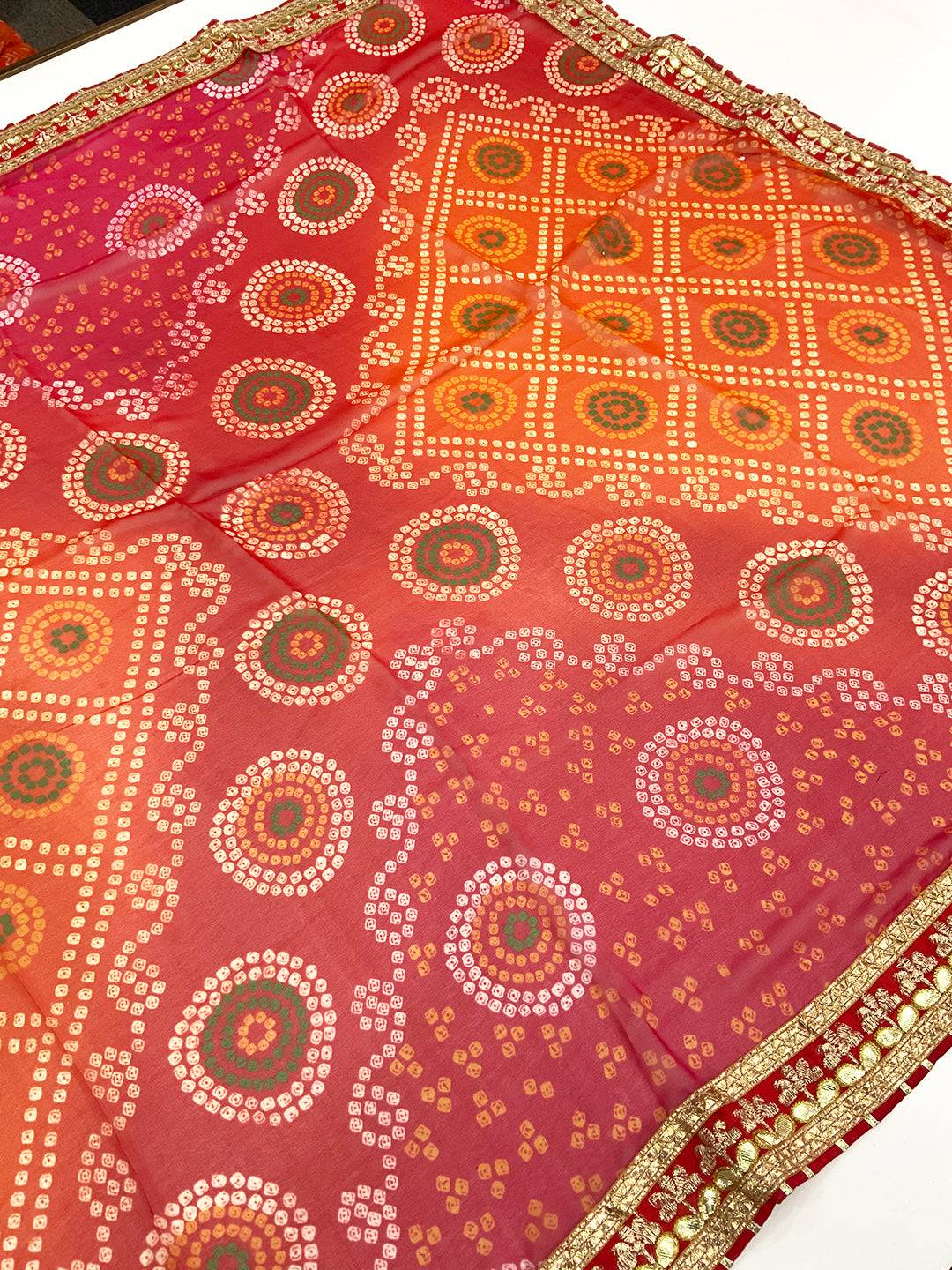 Royal Foil Work Bandhej Saree