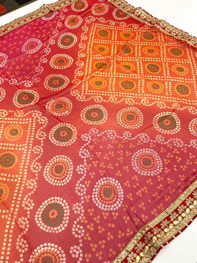 Royal Foil Work Bandhej Saree