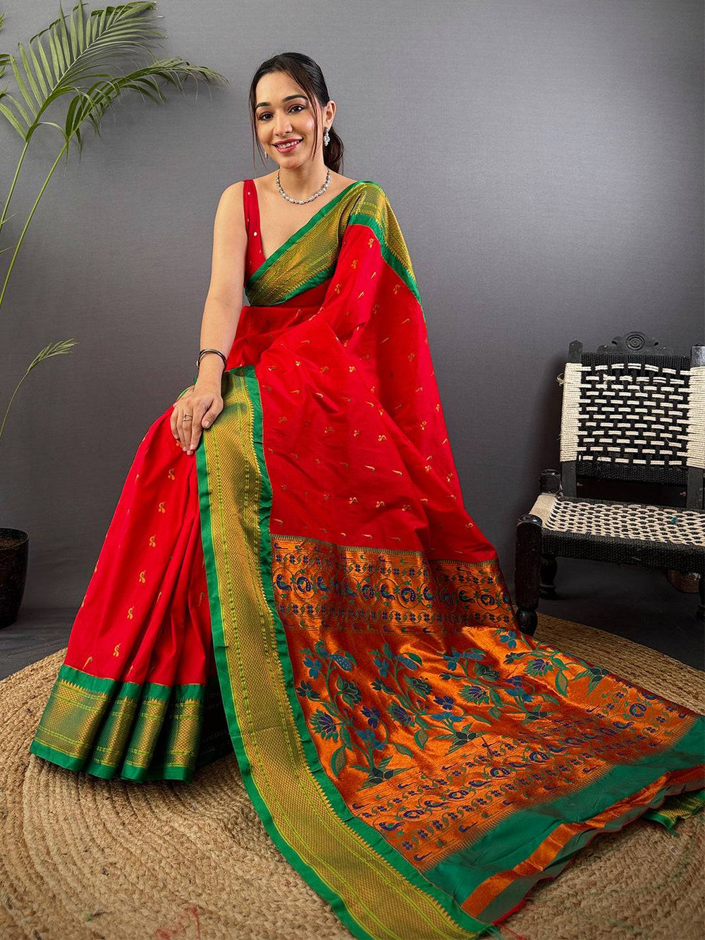 Red Soft Silk Paithani Saree