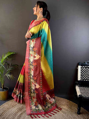 Elegant Silk Blend Bandhani Print Saree

