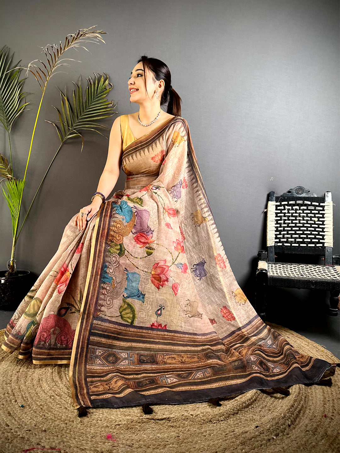 Opulent Pichwai Linen Tissue Saree