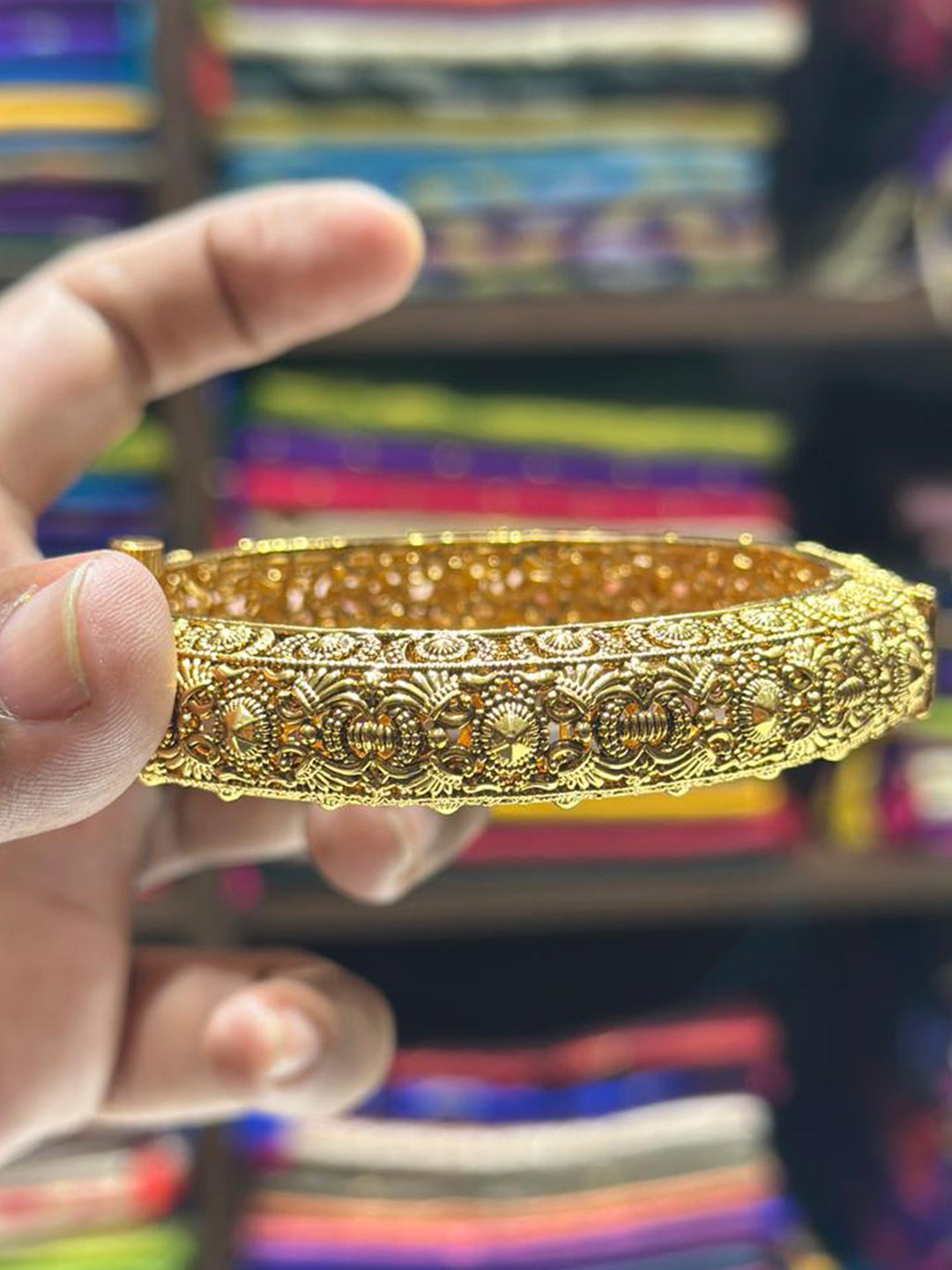 Antique Gold Broad Bangle


