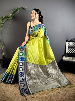 Green Minakari Kanchi Pattu Raw Silk Saree

