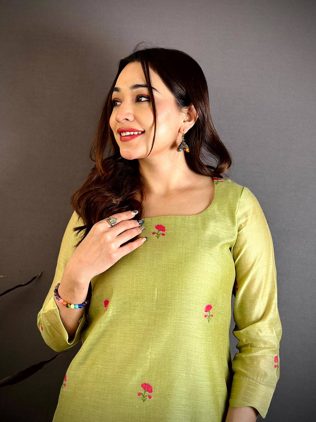Radiant Pista Floral Cotton Dress