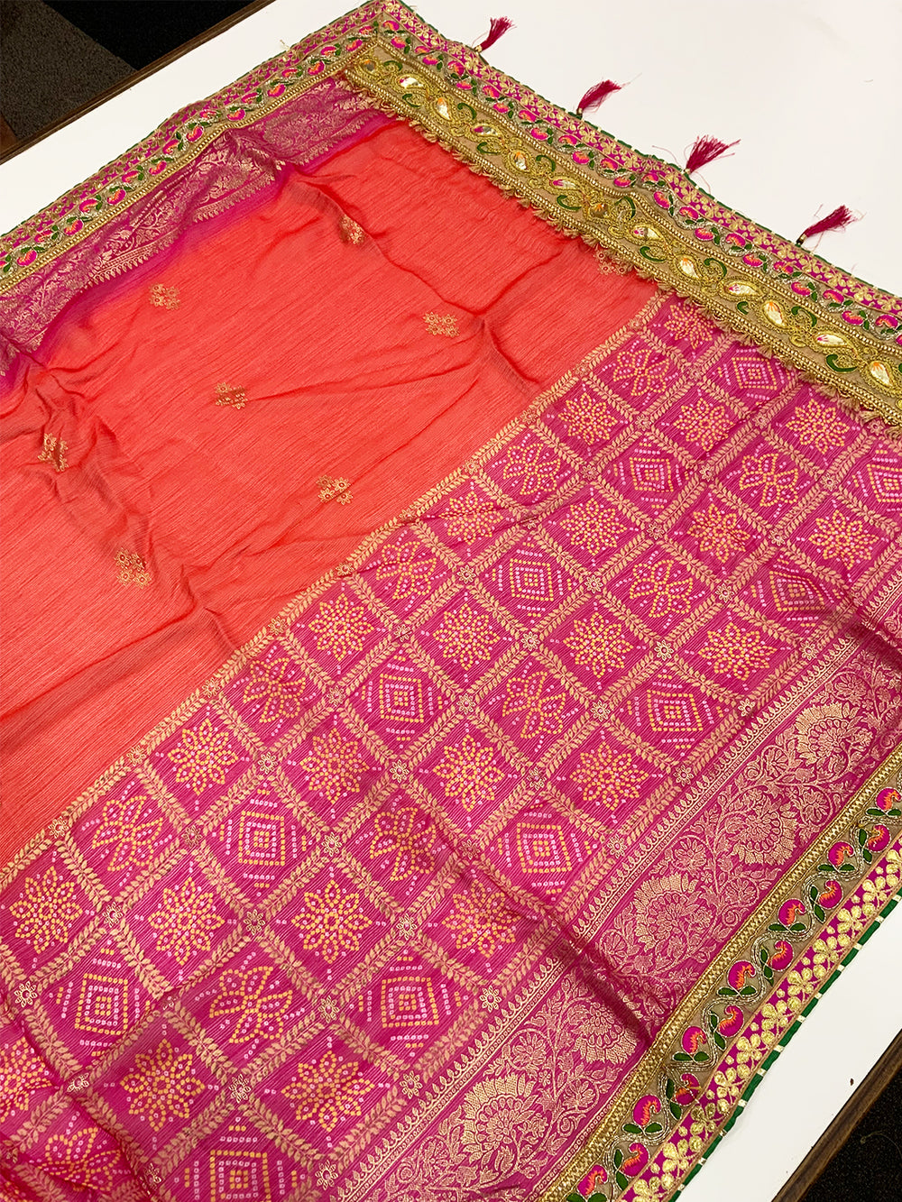 Festive Chinnon Chiffon Foil Work Saree