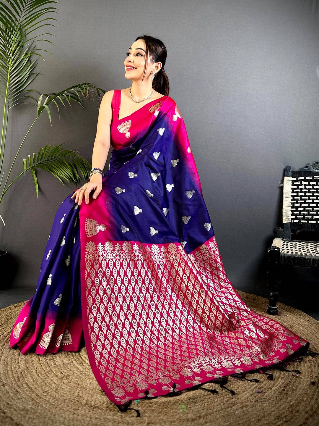 Purple Bali Dual Tone Soft Silk Saree