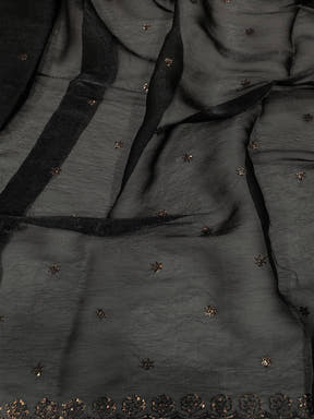 Black Art Silk Sith Embroidery Work Saree