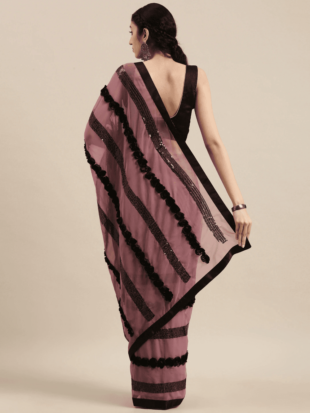 Buy Poly Georgette Ribbon 3D Work Saree | Vastranand
