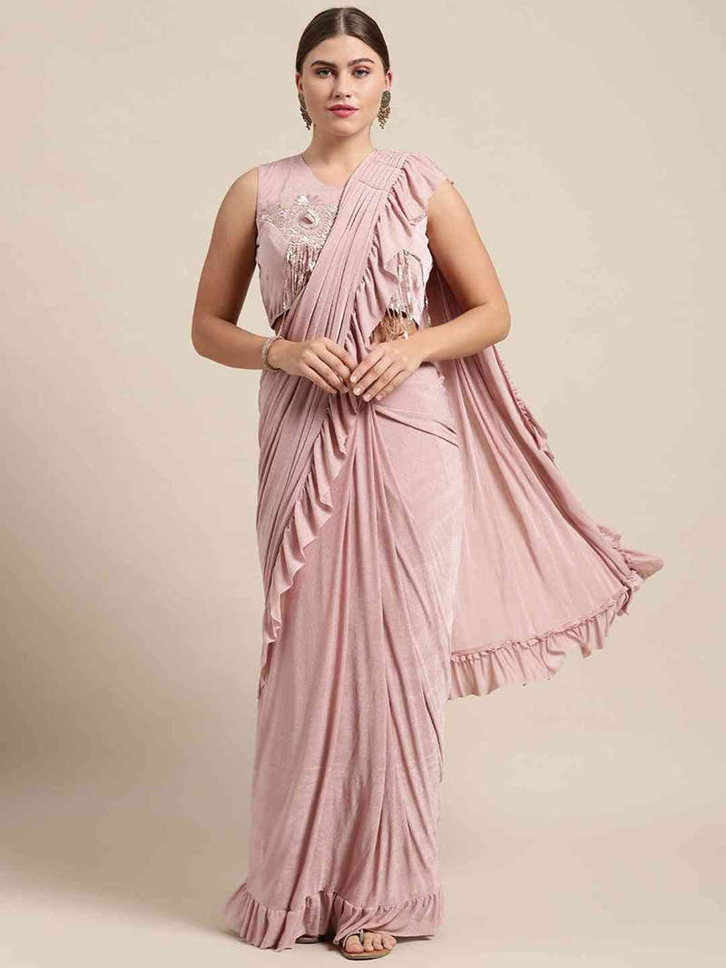 Stylish Mauve Colour Solid Print Saree