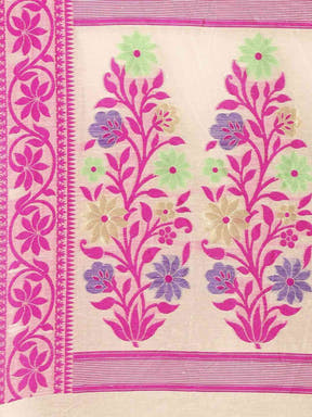  Stylish&Beautiful Jamdani Cream Colour Woven Design Saree