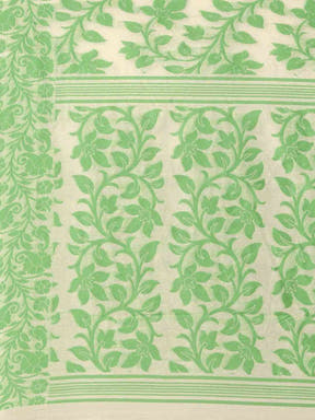 Jamdani Lime Colour Woven Design Silk Cotton Saree