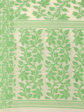 Jamdani Lime Colour Woven Design Silk Cotton Saree