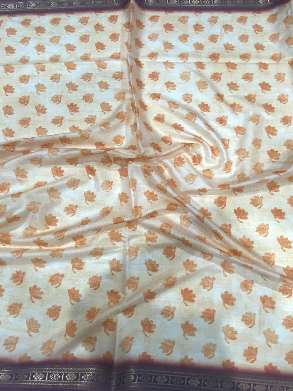Peach Soft Silk Freehand Kalamkari Print Saree