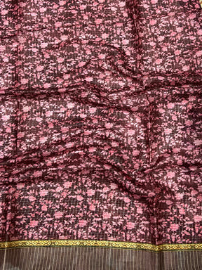 Baby Pink Soft Silk Floral Digital Saree