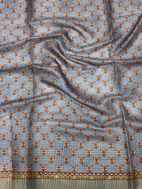 Graceful Off White Soft Silk Chex Saree