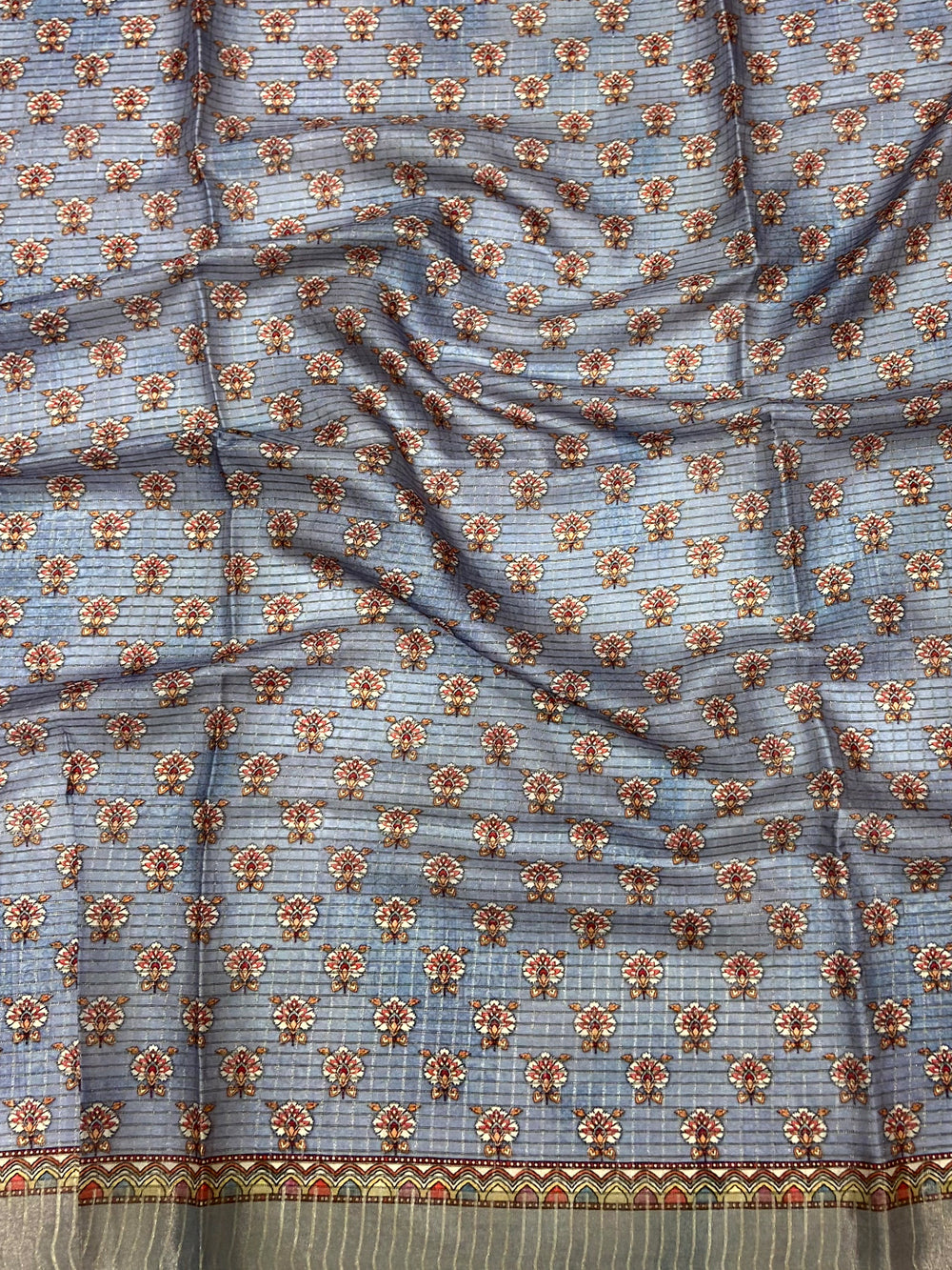 Graceful Off White Soft Silk Chex Saree
