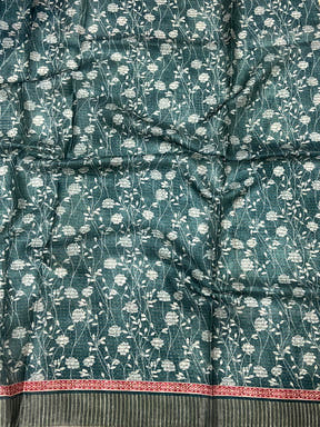 Sky Blue Soft Silk Floral Digital Saree