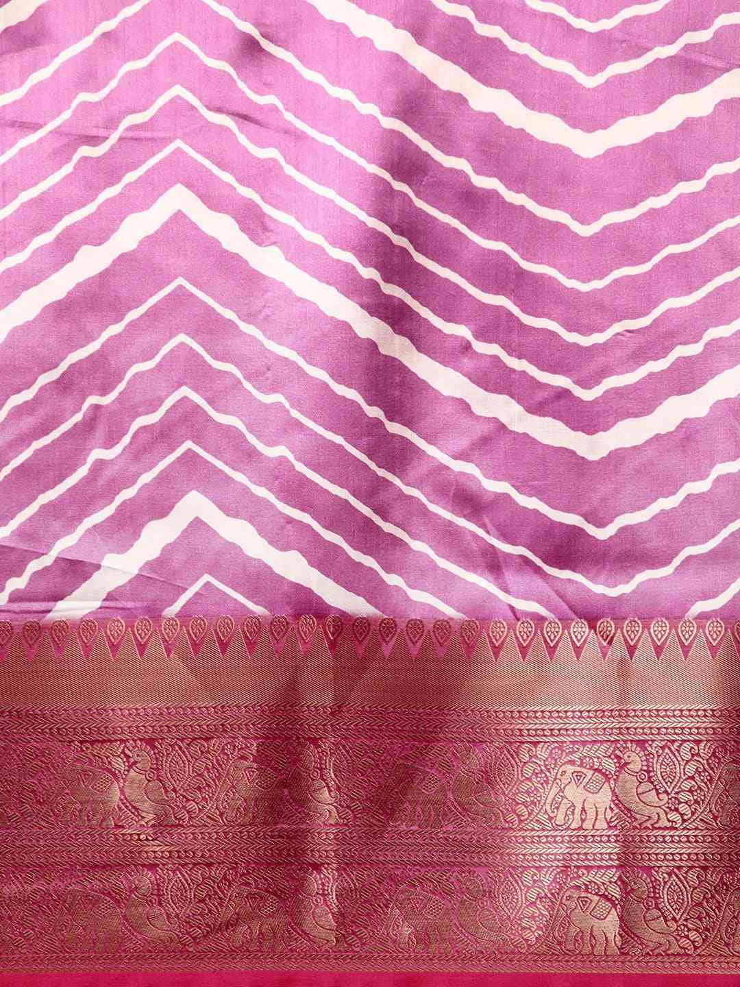  Zari Border Lehria Purple Colour Party Wear Saree