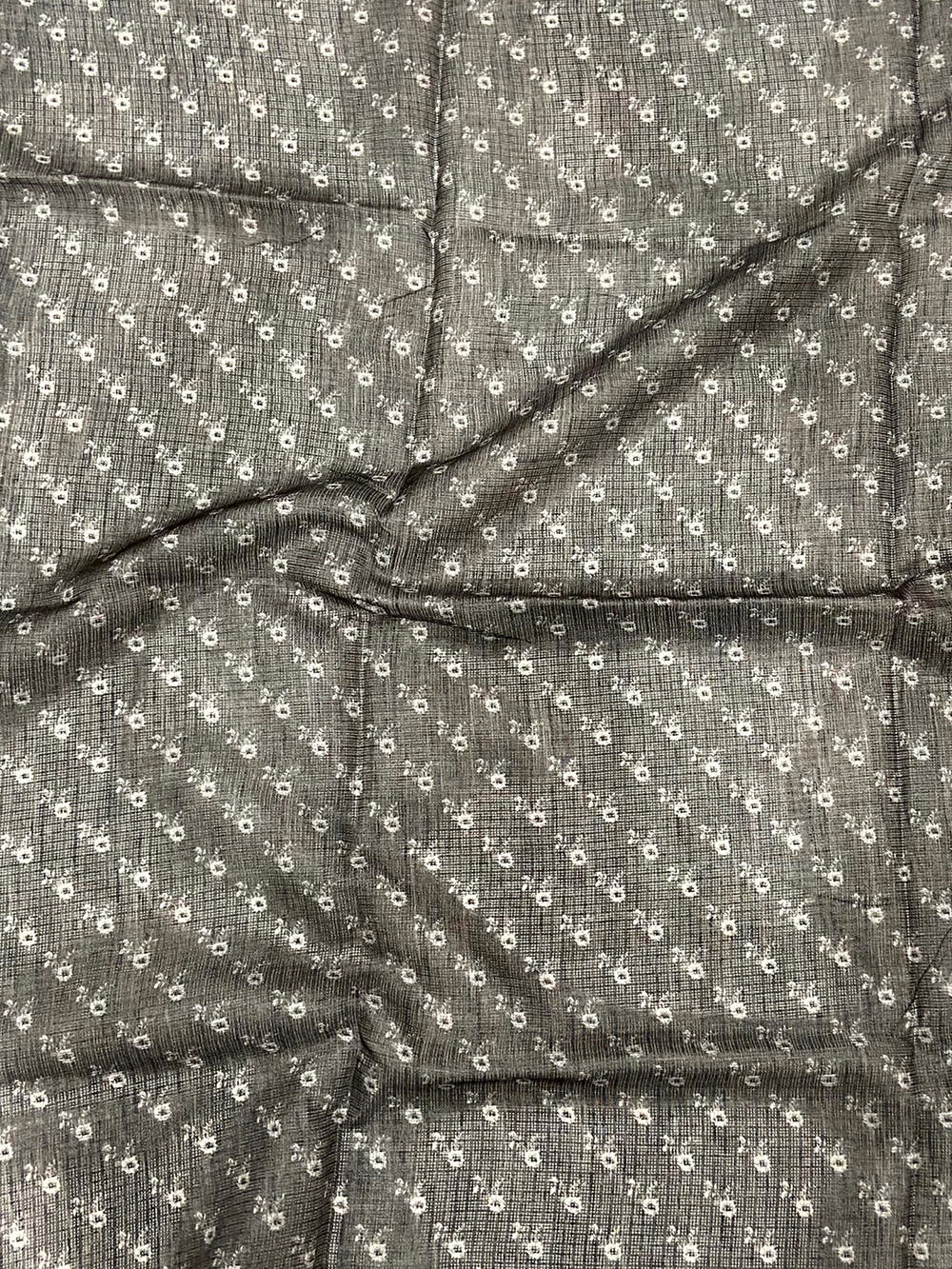 Charcoal Brown Kota Floral Digital Cut Work Saree