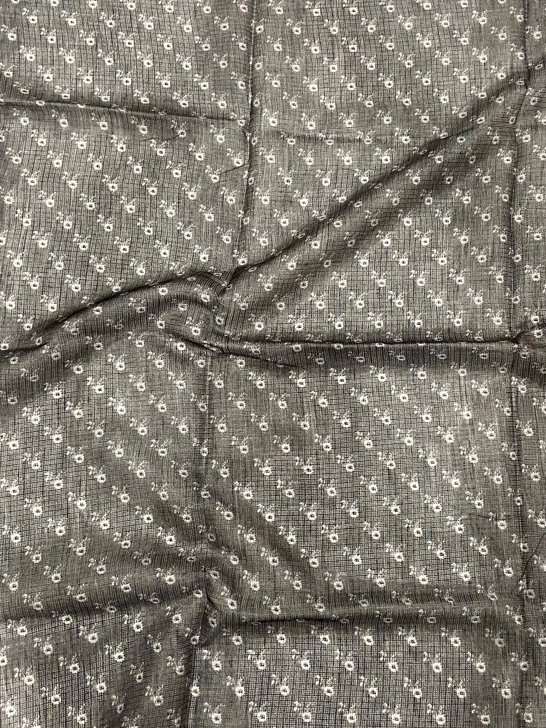 Charcoal Brown Kota Floral Digital Cut Work Saree
