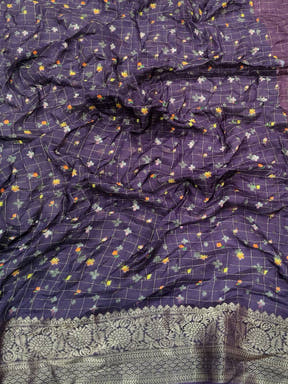 Deep Purple Floral Kalamkari Viscose Saree