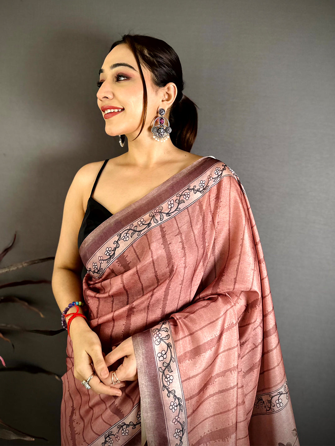 Classic Tussar Kalamkari Floral Shibori Saree