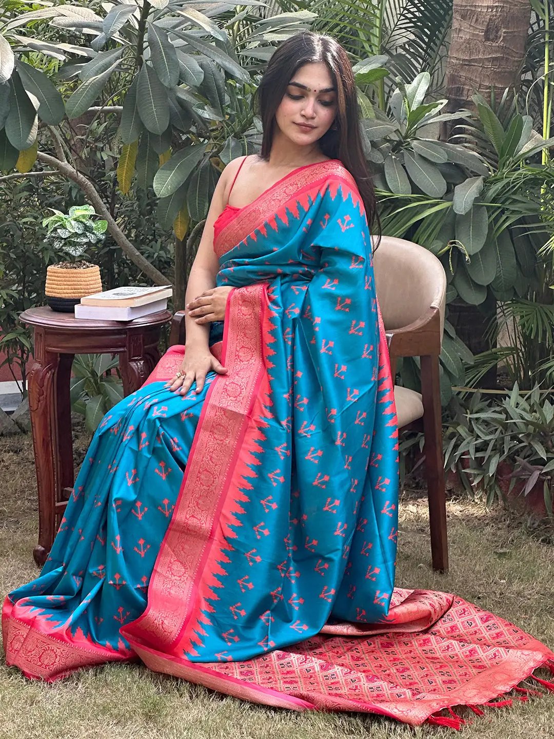 Stylish Banarasi Soft Silk Saree With Zari Patola Pallu