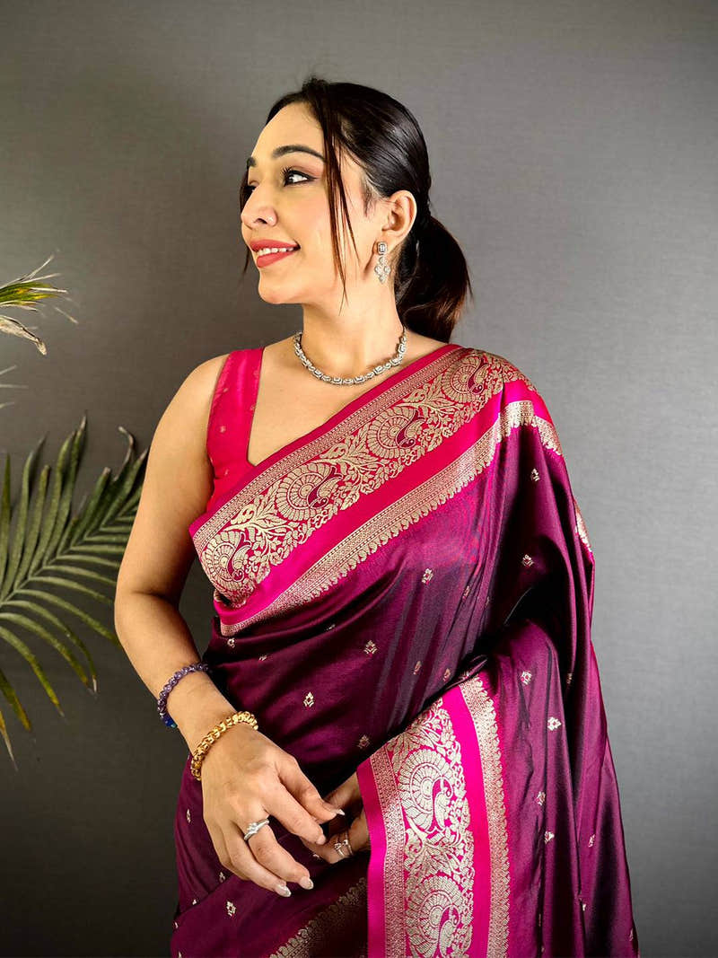 Magenta Soft Silk Kanjivaram Saree
