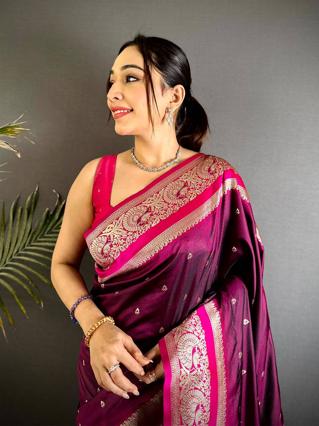Magenta Soft Silk Kanjivaram Saree