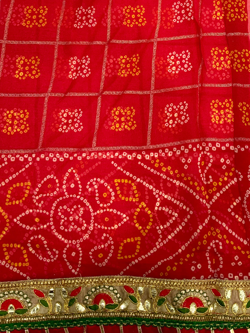 Bandhej Print Foil Work Festival Wear Saree
