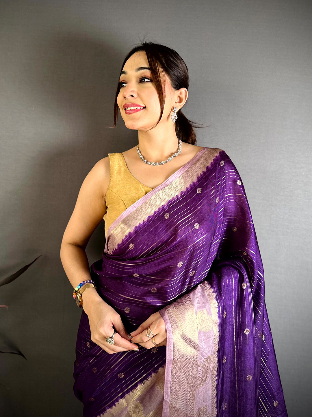 Purple Kalamkari Pallu Gadwal Saree