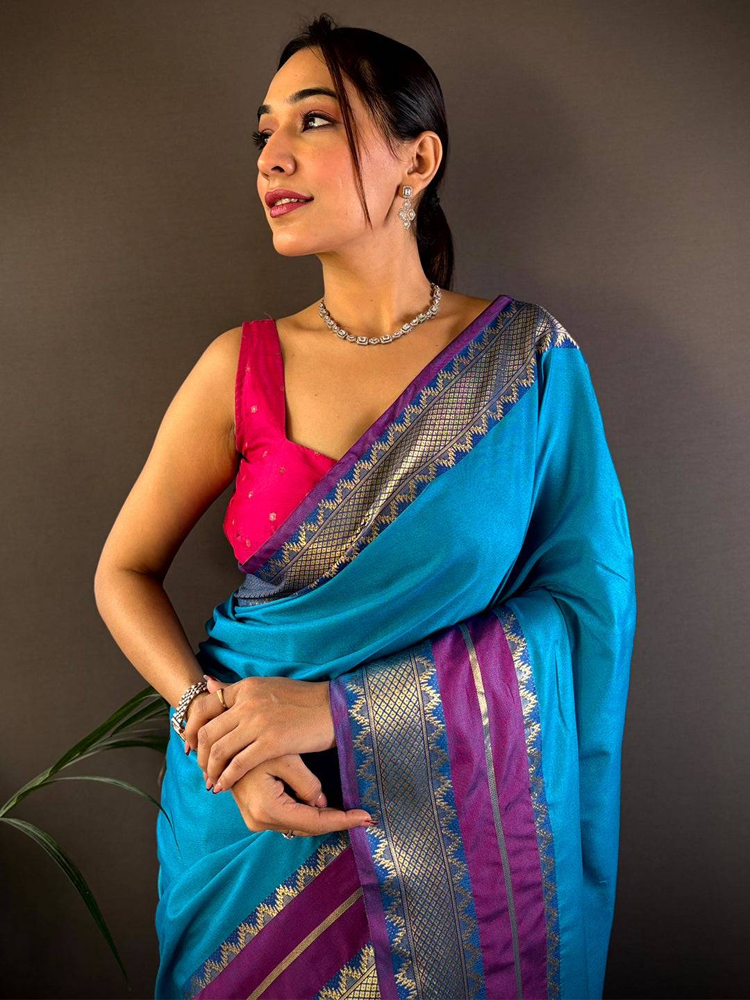 Blue Gold Zari Silk Saree