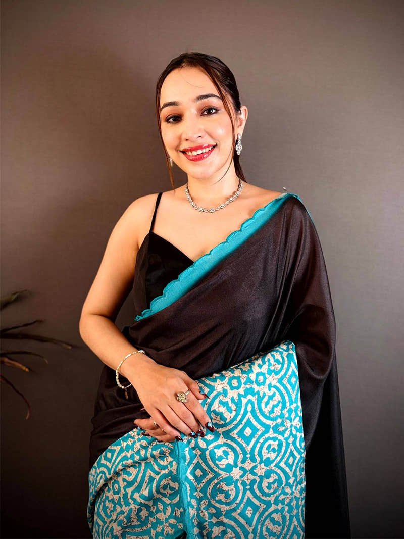 Heritage Bagru Border Soft Tussar Saree
