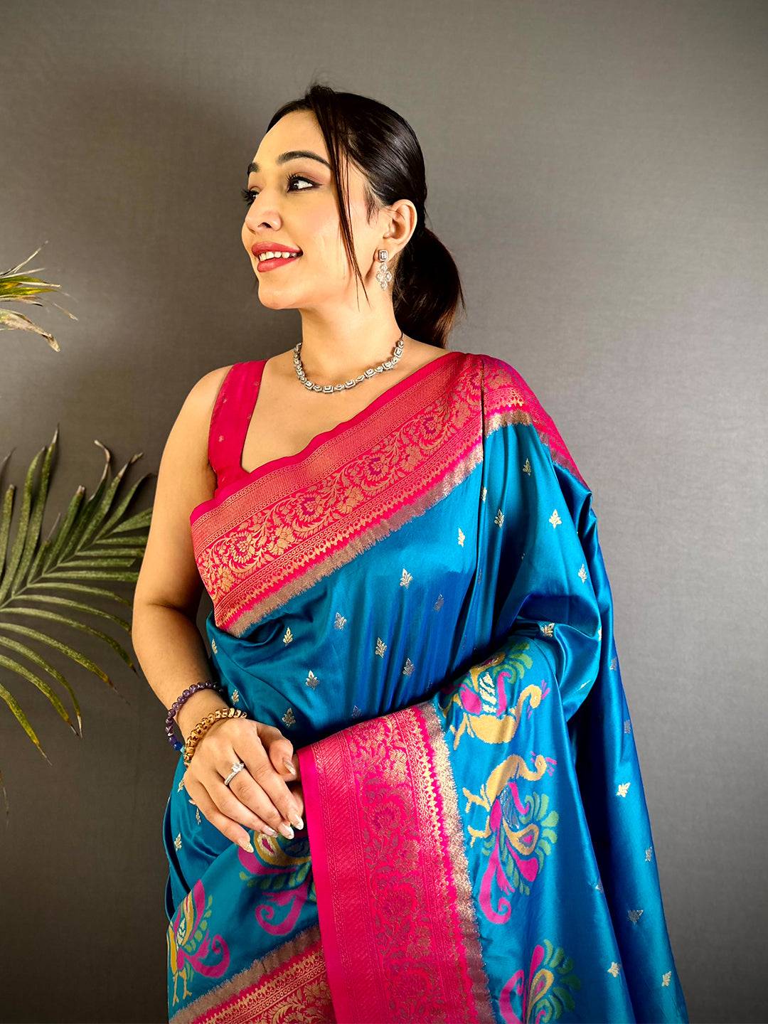 Regal Minakari Peacock Soft Silk Saree


