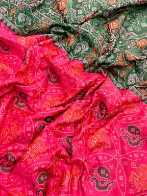 Elegant Gajri Pochampally Patola Silk Saree