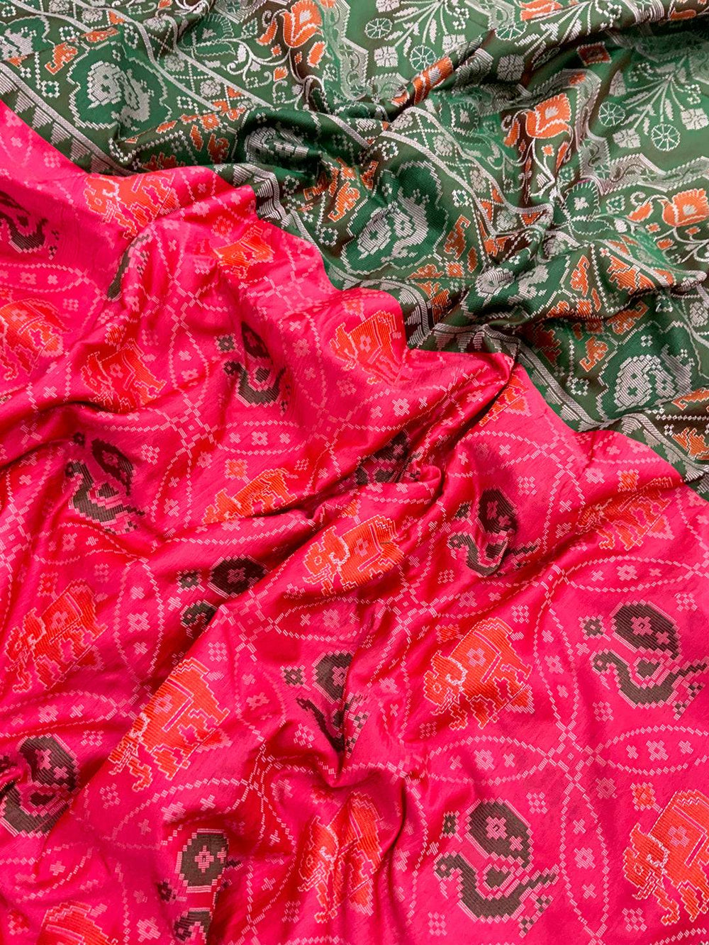 Elegant Gajri Pochampally Patola Silk Saree