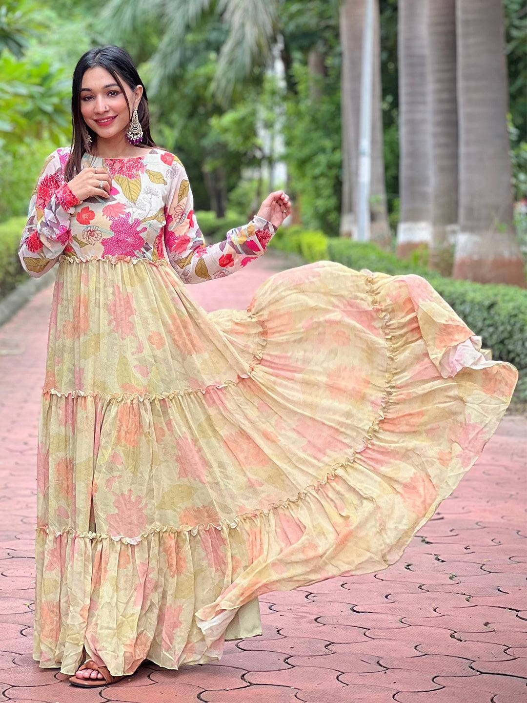 Oyster Floral Swaroski Dress