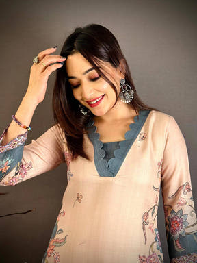 Ethnic Kalamkari Print Straight Cut Kurti