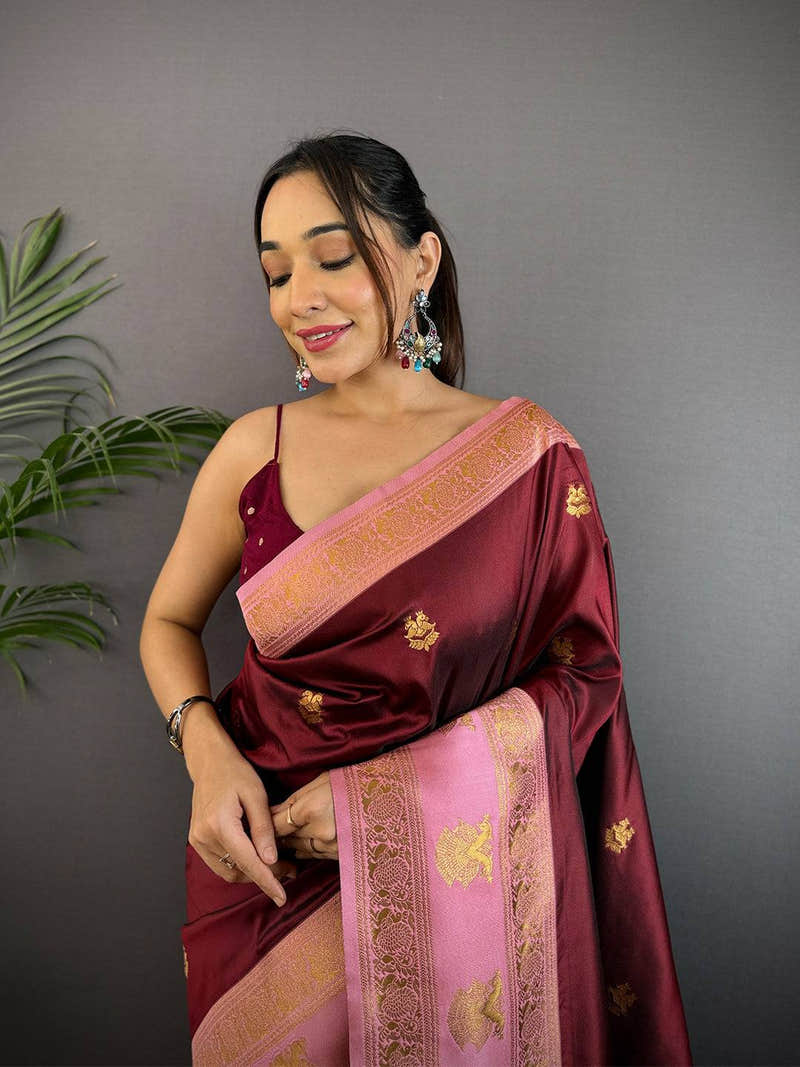Brown Soft Gadwal Silk Saree