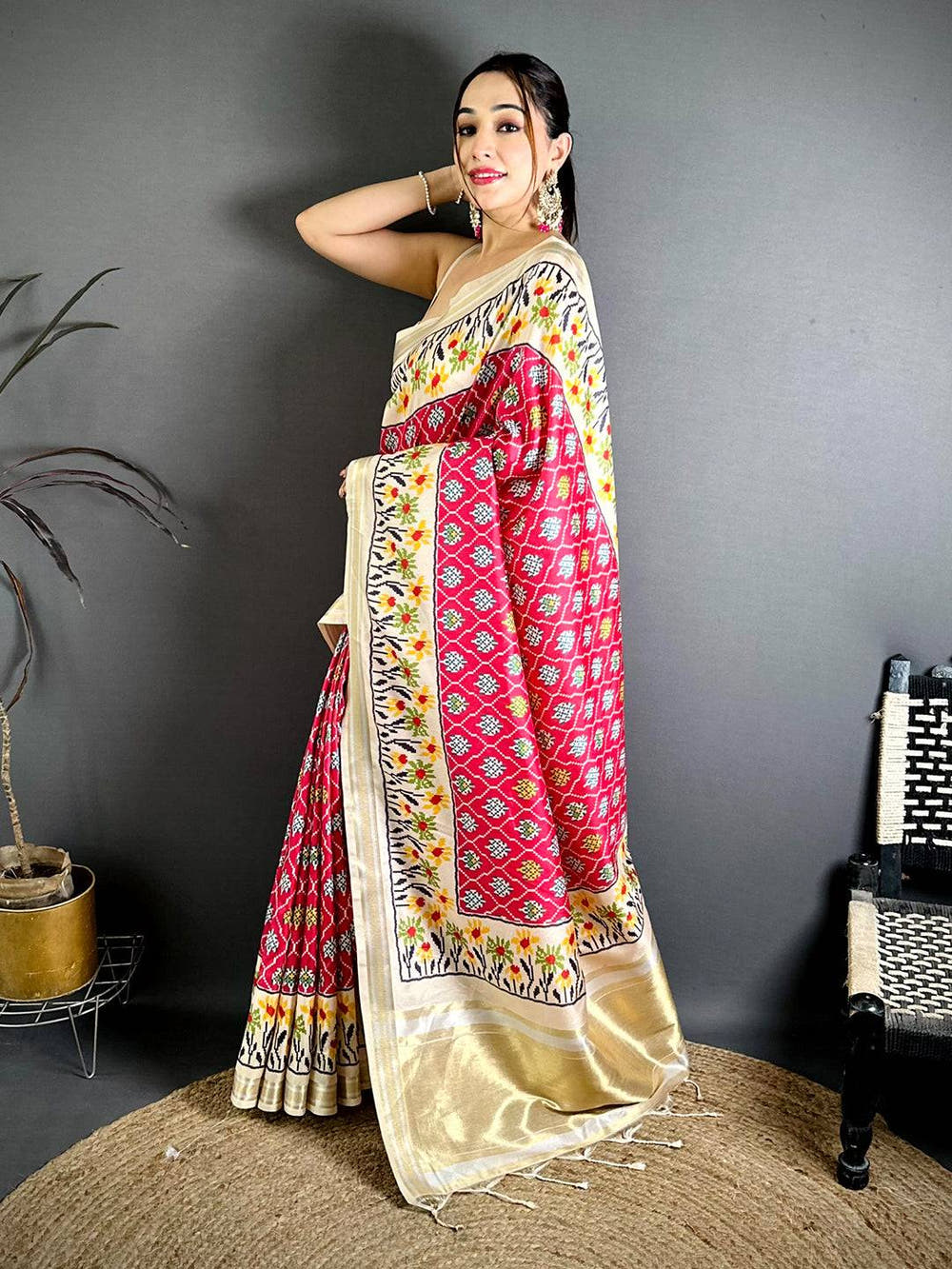 Radiance Digital Ikkat Kanchi Silk Saree