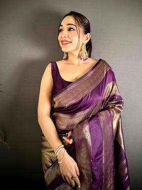 Soft Silk Zari Tissue Gadwal Border Saree