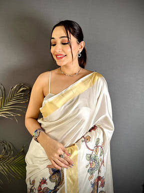 Royal Pen Kalamkari Khadi Silk Saree